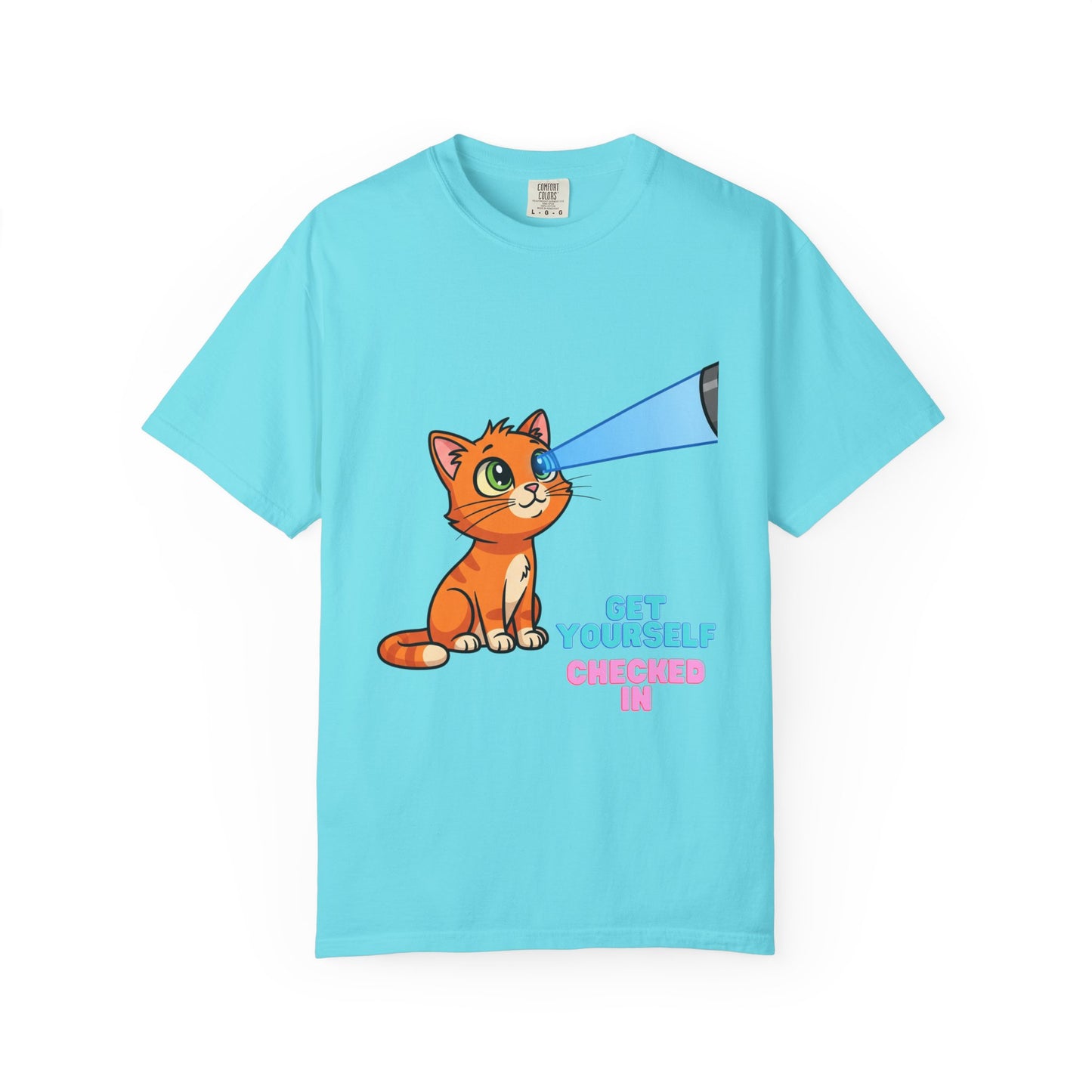 Playful Cat T-Shirt - Get Yourself Checked In, Cute Animal Tee, Gift for Cat Lovers, Funny Shirt, Casual Wear