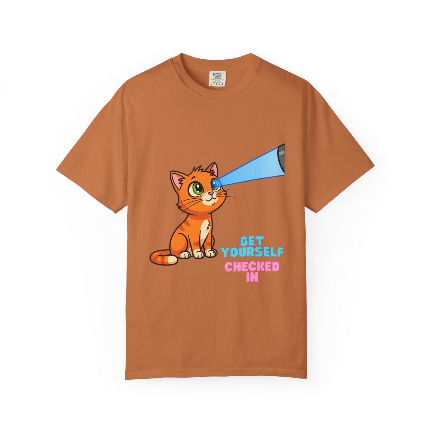 Playful Cat T-Shirt - Get Yourself Checked In, Cute Animal Tee, Gift for Cat Lovers, Funny Shirt, Casual Wear