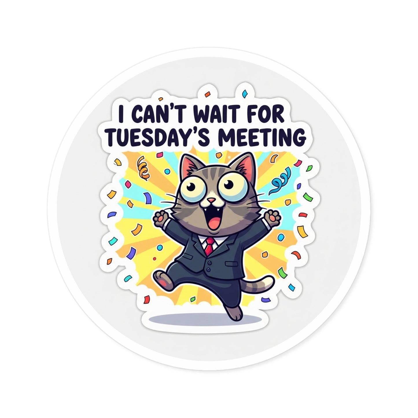 Exciting Round Stickers for Meetings, Fun Office Decor, Cat Lover Gifts, Motivational Stickers, Indoor/Outdoor Use