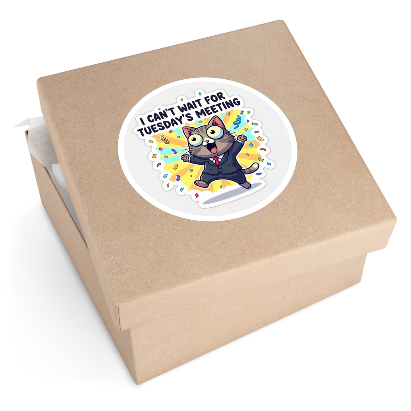 Exciting Round Stickers for Meetings, Fun Office Decor, Cat Lover Gifts, Motivational Stickers, Indoor/Outdoor Use