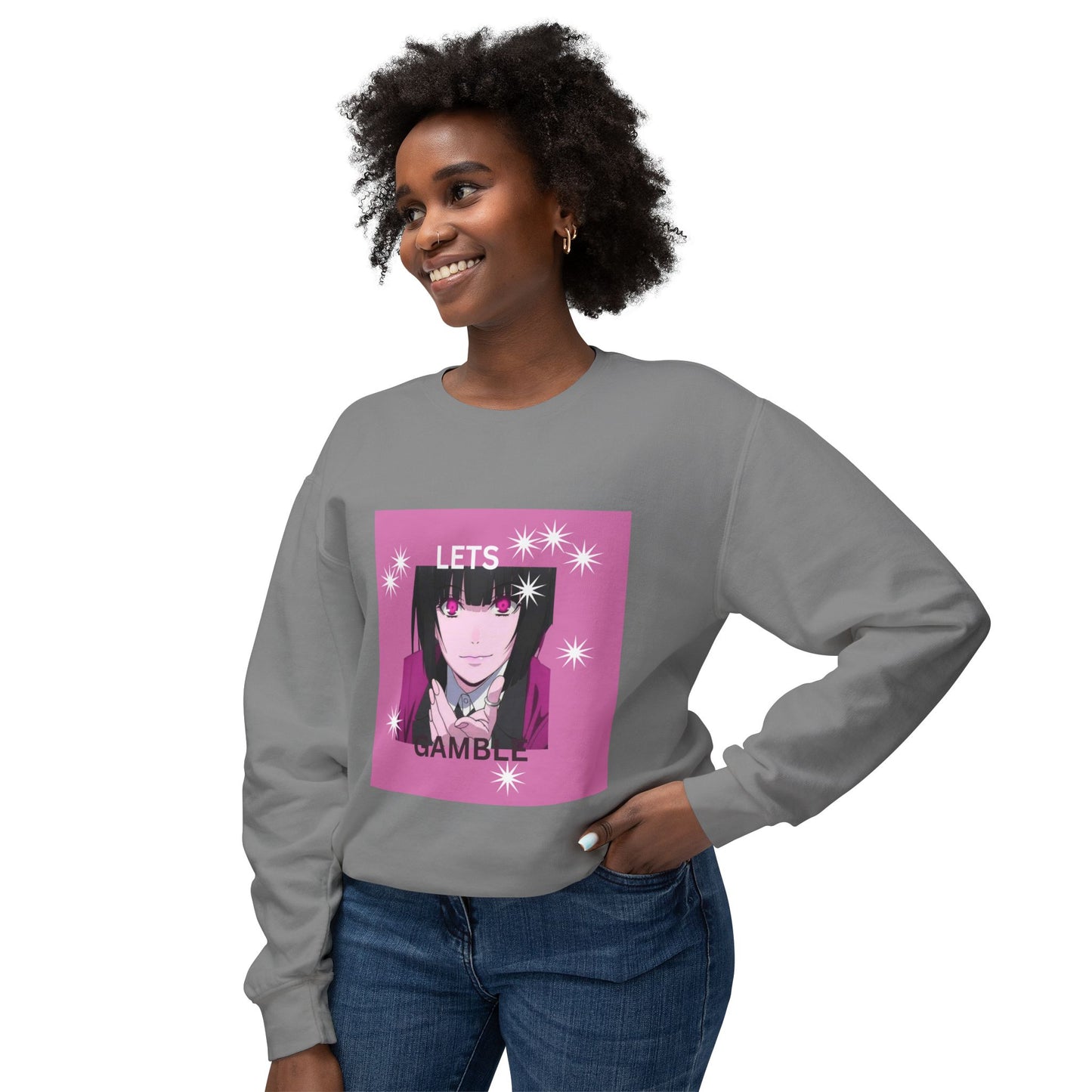 Unisex Lightweight Crewneck Sweatshirt, Lets Gamble Crewneck, Casual Gaming Apparel, Comfortable Sweatshirt Gift, Relaxed Fit Streetwear