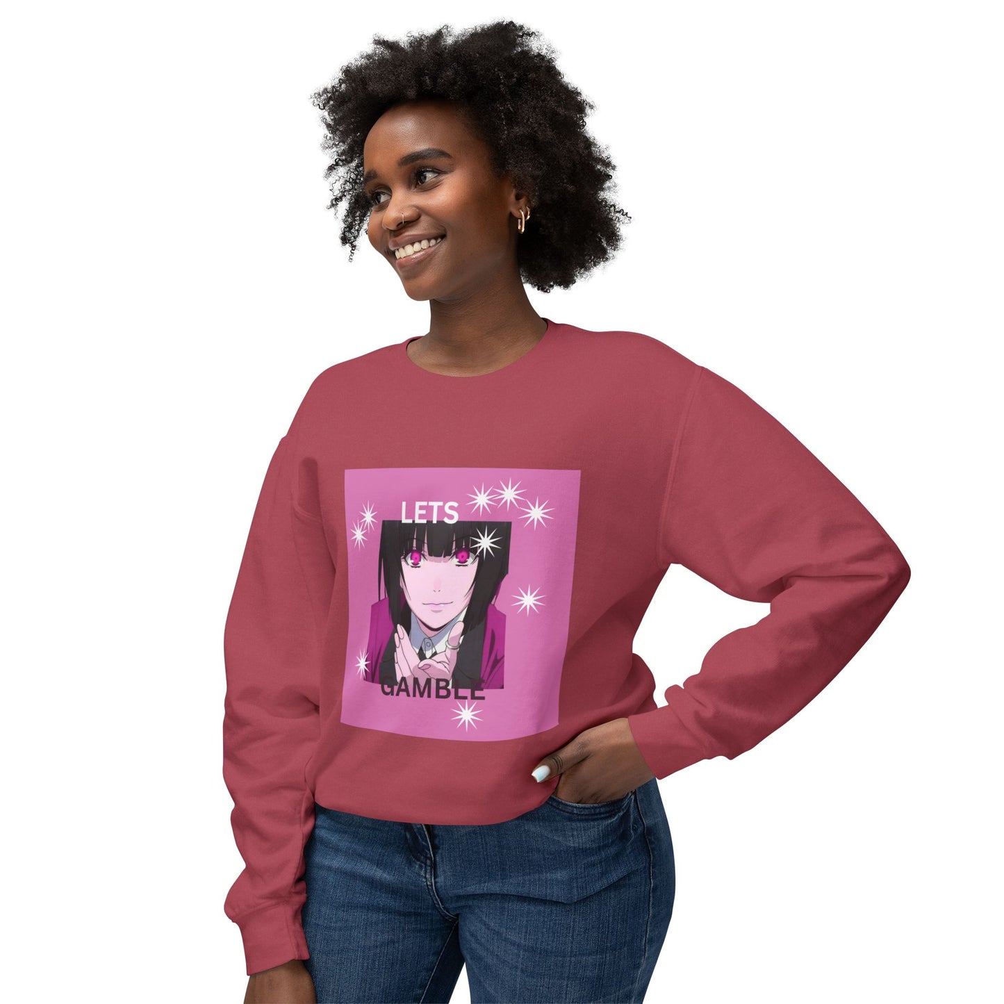 Unisex Lightweight Crewneck Sweatshirt, Lets Gamble Crewneck, Casual Gaming Apparel, Comfortable Sweatshirt Gift, Relaxed Fit Streetwear