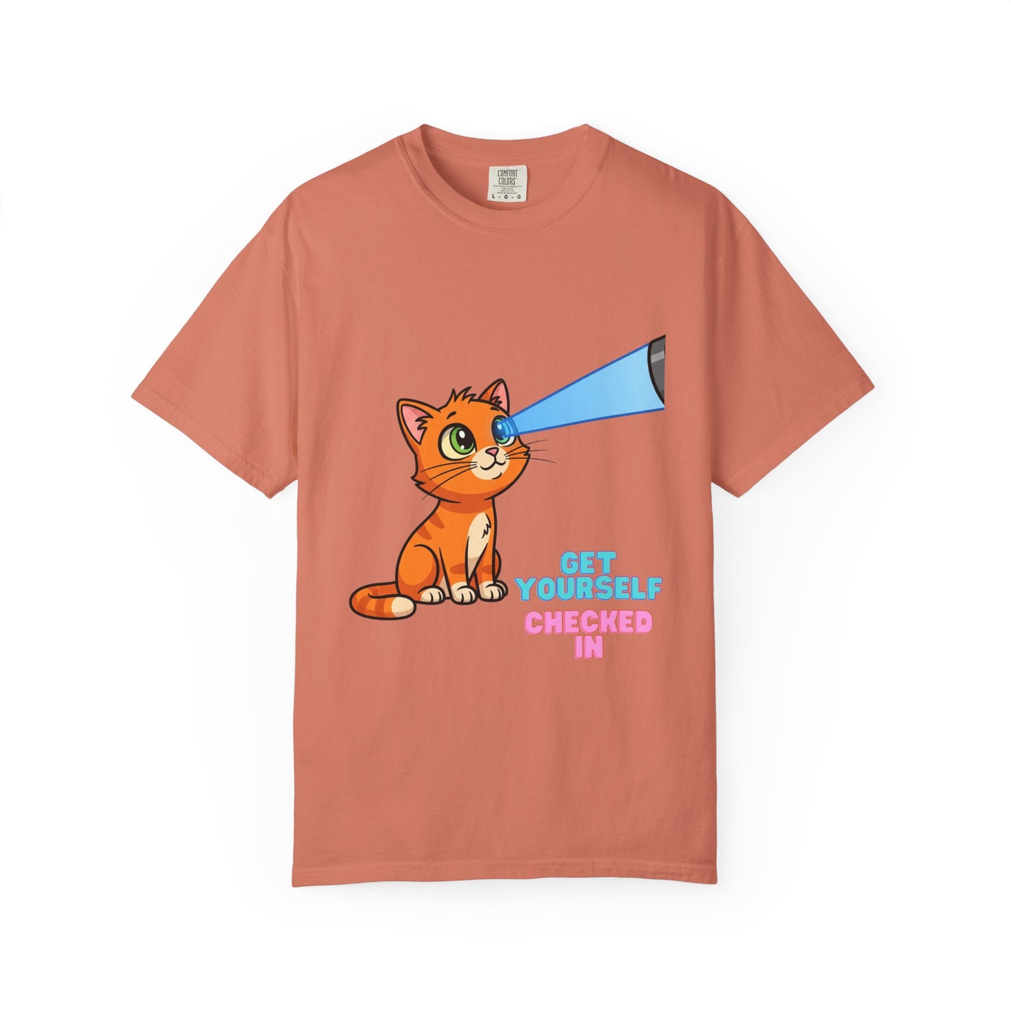 Playful Cat T-Shirt - Get Yourself Checked In, Cute Animal Tee, Gift for Cat Lovers, Funny Shirt, Casual Wear
