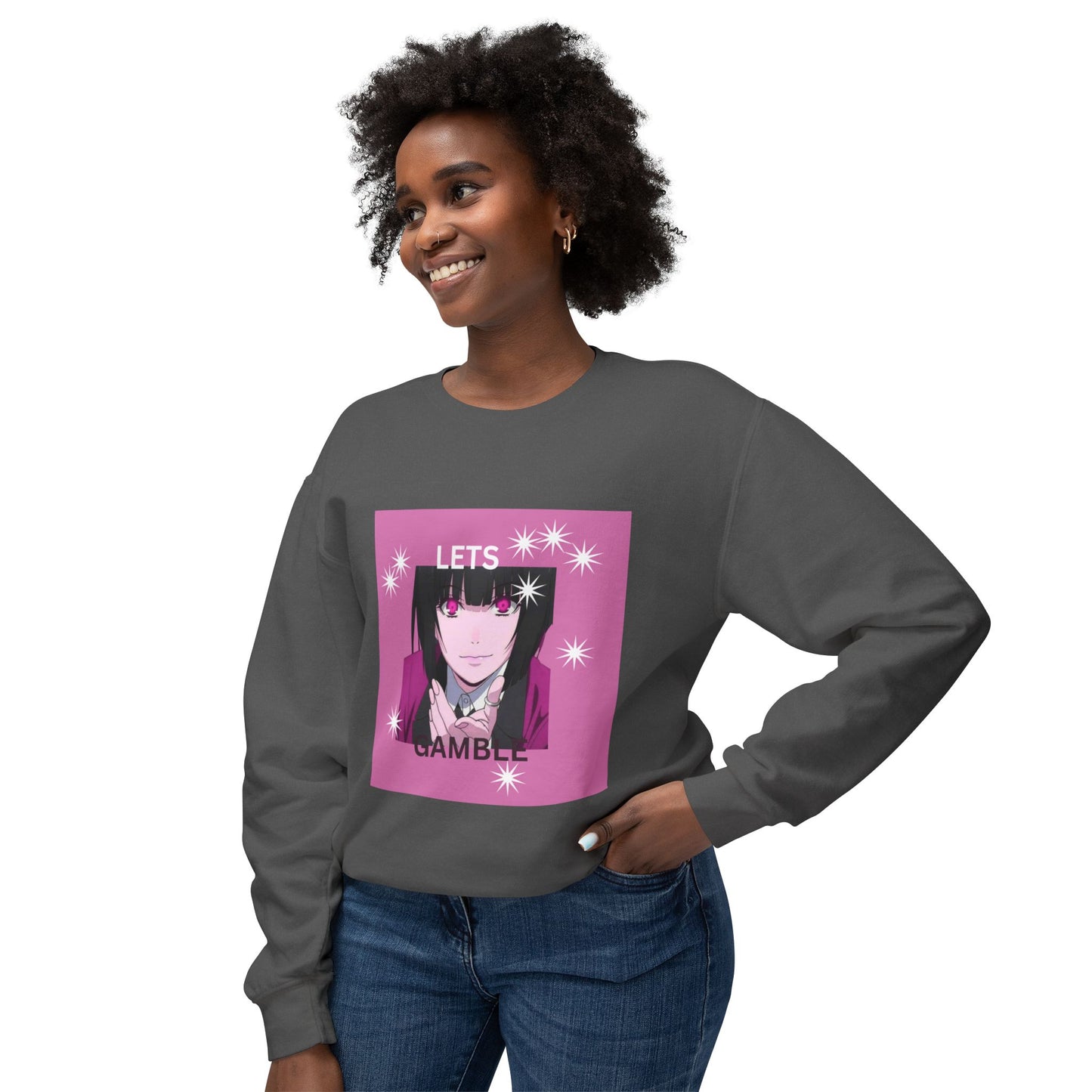 Unisex Lightweight Crewneck Sweatshirt, Lets Gamble Crewneck, Casual Gaming Apparel, Comfortable Sweatshirt Gift, Relaxed Fit Streetwear
